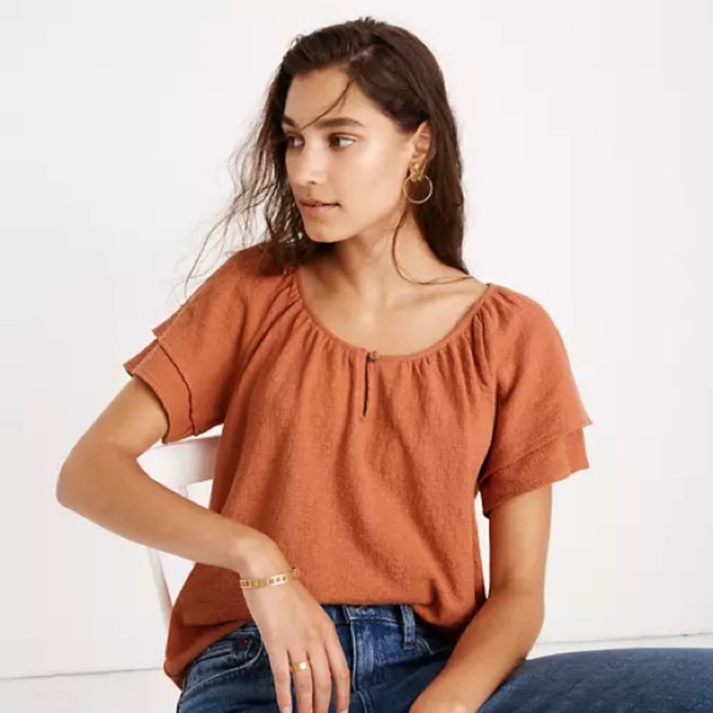 ✨ Madewell Texture & Thread Tiered-Sleeve Top